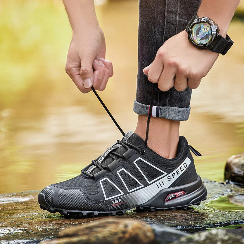 Men’s Lockless Cycling Shoes, Outdoor Mountain Cross-Country Non-Slip Hiking Shoes, Breathable Sports Shoes, Road Cycling Shoes