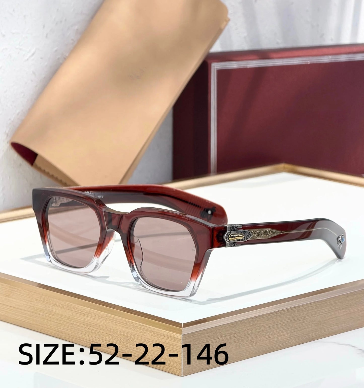 Sterett Luxury Sunglasses Acetate Frame Handmade Limited Edition Paddle Temples Premium Quality