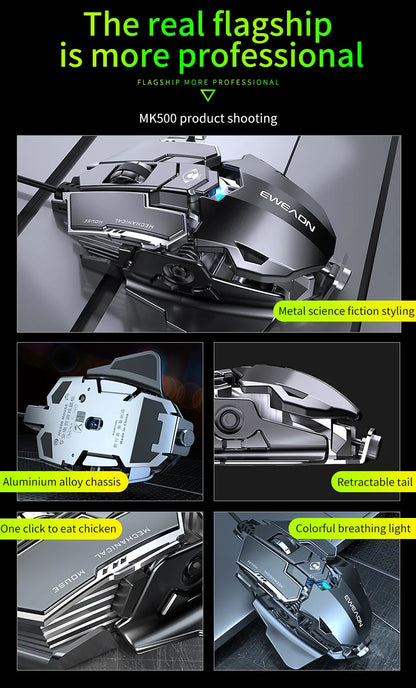 Mechanical Metal Gaming Mouse Wired Ergonomic RGB Backlit Game Mouse 12800 DPI Optical USB Mouse Computer Mouse For Desktop PC