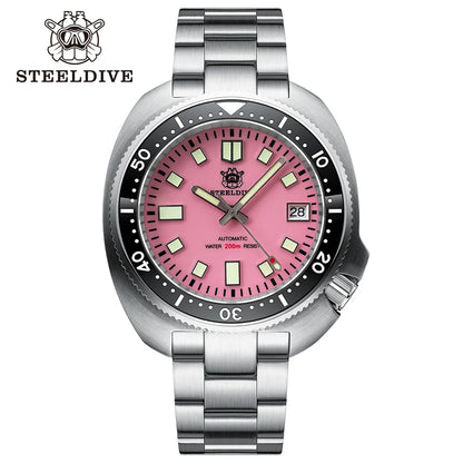 STEELDIVE New Arrival 44mm SD1974 Orange Dial Ceramic Bezel Super Luminous 200m NH35 Automatic Dive Watch with Milled Clasp