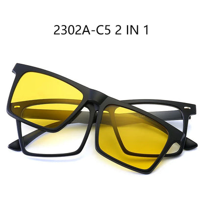 Myopia Polarized Magnet Sunglasses Women Men Clip On Glasses Square Optic Spectacle 6 In 1 Eyeglass Frames -0.5 TO -10