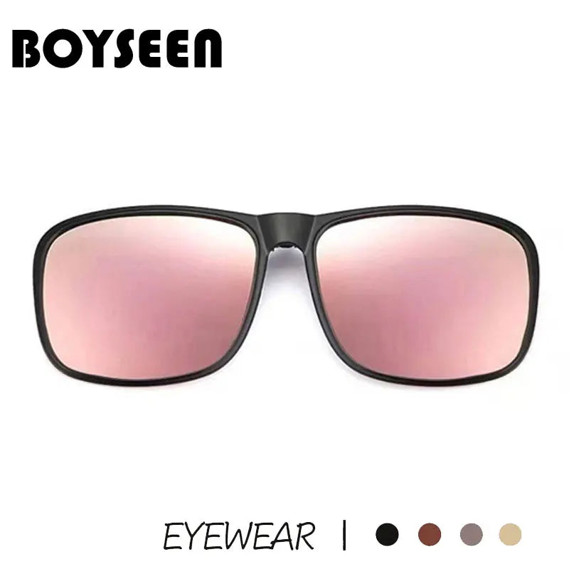 BOYSEEN Polarized Flip Clip Sunglasses Driving Dark UV400 Photochromic Anti Glare Lens Sun Glasses Car Driver Vintage Square