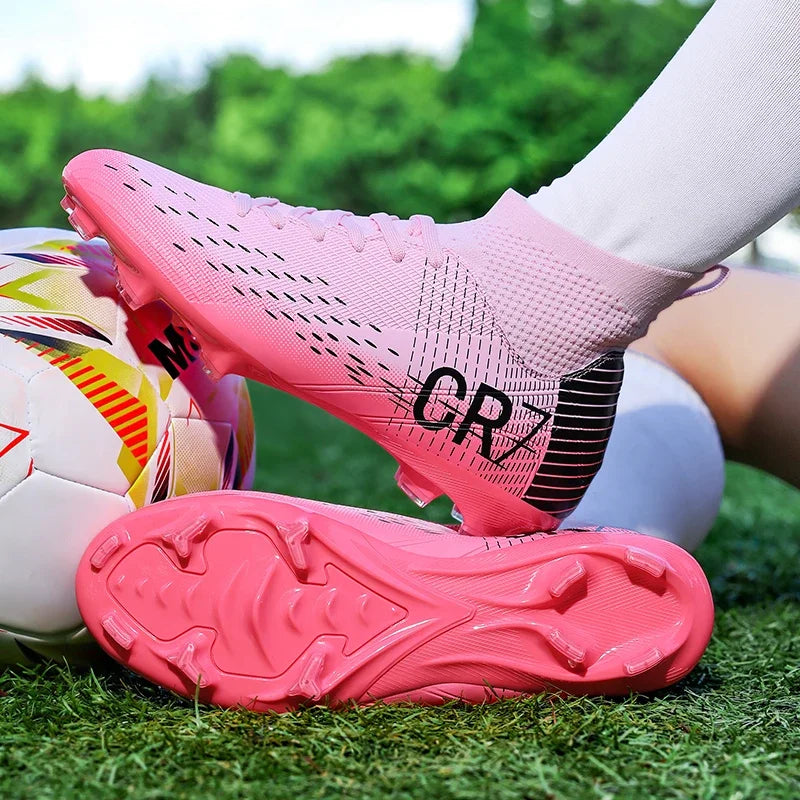 Chaussures de football professionnelles pour hommes/femmes, antidérapantes, à crampons FG, respirantes, chaussures d'entraînement à tige haute