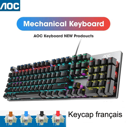 GK410 104 Full Keys Hot Swap Metal Panel Mechanical Keyboard RGB Light Green Black Tea Redaxis non-impact game computer keyboard