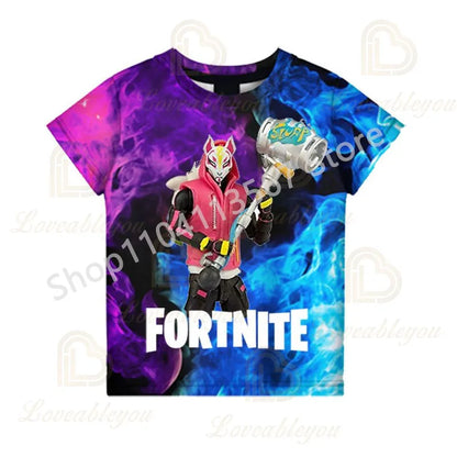 Youth F-Fortnited T-Shirt Battle Game Adults Short Sleeve Summer Tees for Teen Boys and Girls