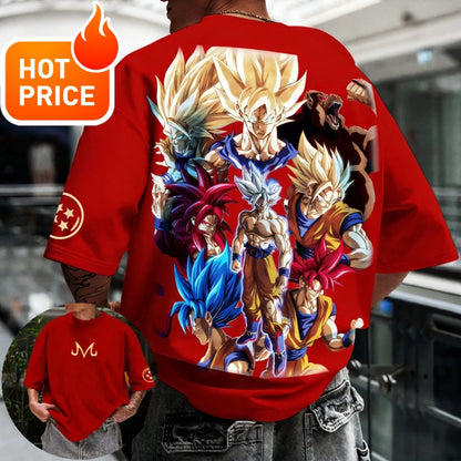 2026 Sommer Dragon Ball T-Shirt 100% Baumwolle Goku All Forms Print Oversized Gym Streetwear Unisex Retro-Tee für Erwachsene und Kinder