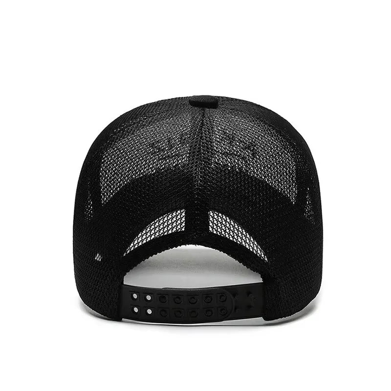 Chapéus de Verão para Homem e Mulher, Bonés de Basebol em Malha, Pala Bordada de Moda, Chapéu de Exterior com Letras Bordadas e Proteção Solar