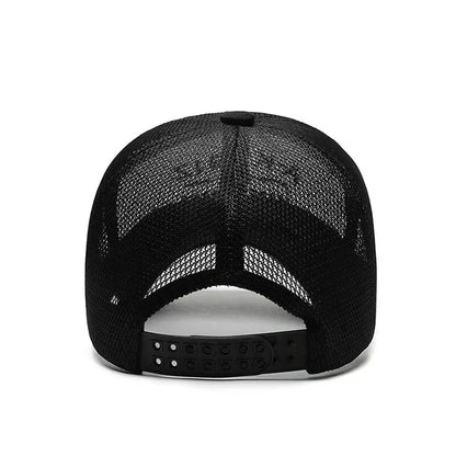 Chapéus de Verão para Homem e Mulher, Bonés de Basebol em Malha, Pala Bordada de Moda, Chapéu de Exterior com Letras Bordadas e Proteção Solar