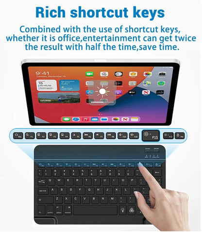 Mini tastiera Bluetooth RGB, tastiera wireless da 10 inch retroilluminata con touchpad, per iOS, Android, Windows e iPad