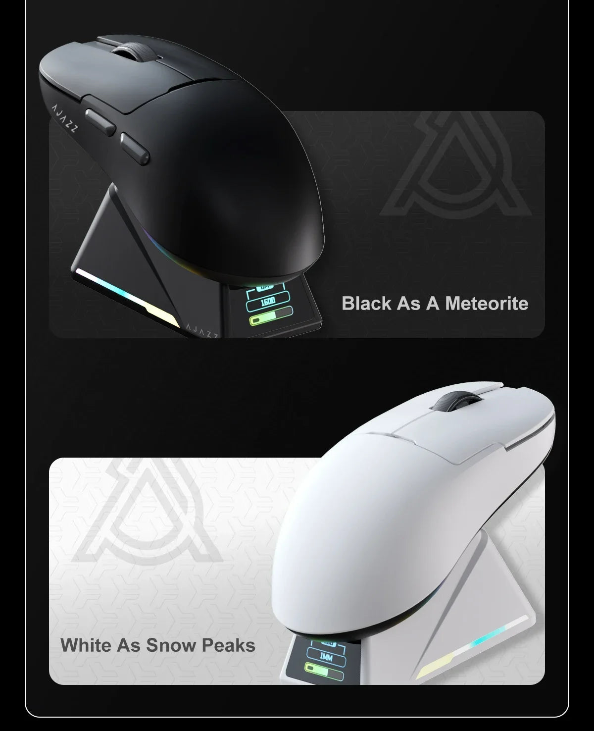 Gaming miška Ajazz AJ159 PRO/APEX 8000Hz, povratna frekvenca, Paw3950, barvni zaslon, magnetno stojalo AJ159P, za pisarno in gaming