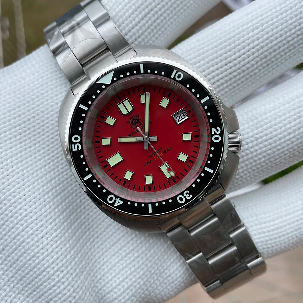 STEELDIVE New Arrival 44mm SD1974 Orange Dial Ceramic Bezel Super Luminous 200m NH35 Automatic Dive Watch with Milled Clasp