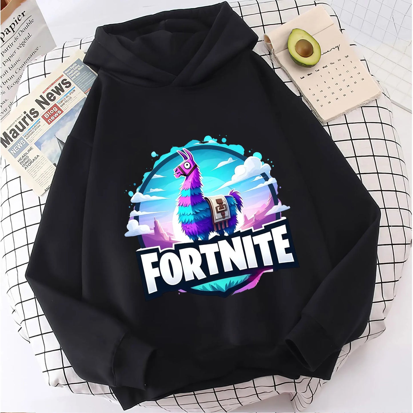 Nowa bluza dziecięca z kapturem Fortnites z nadrukiem postaci z gry, styl kreskówkowy, jesienna odzież casualowa, zimowa bluza dla chłopców
