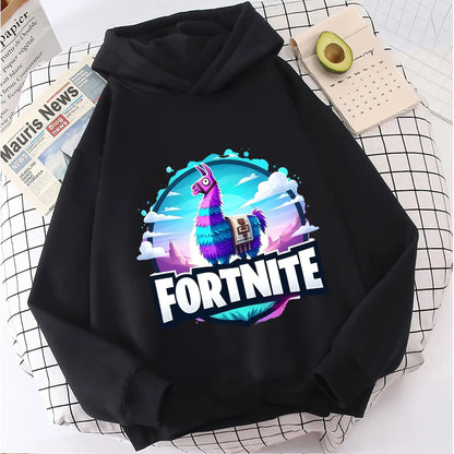 Nowa bluza dziecięca z kapturem Fortnites z nadrukiem postaci z gry, styl kreskówkowy, jesienna odzież casualowa, zimowa bluza dla chłopców