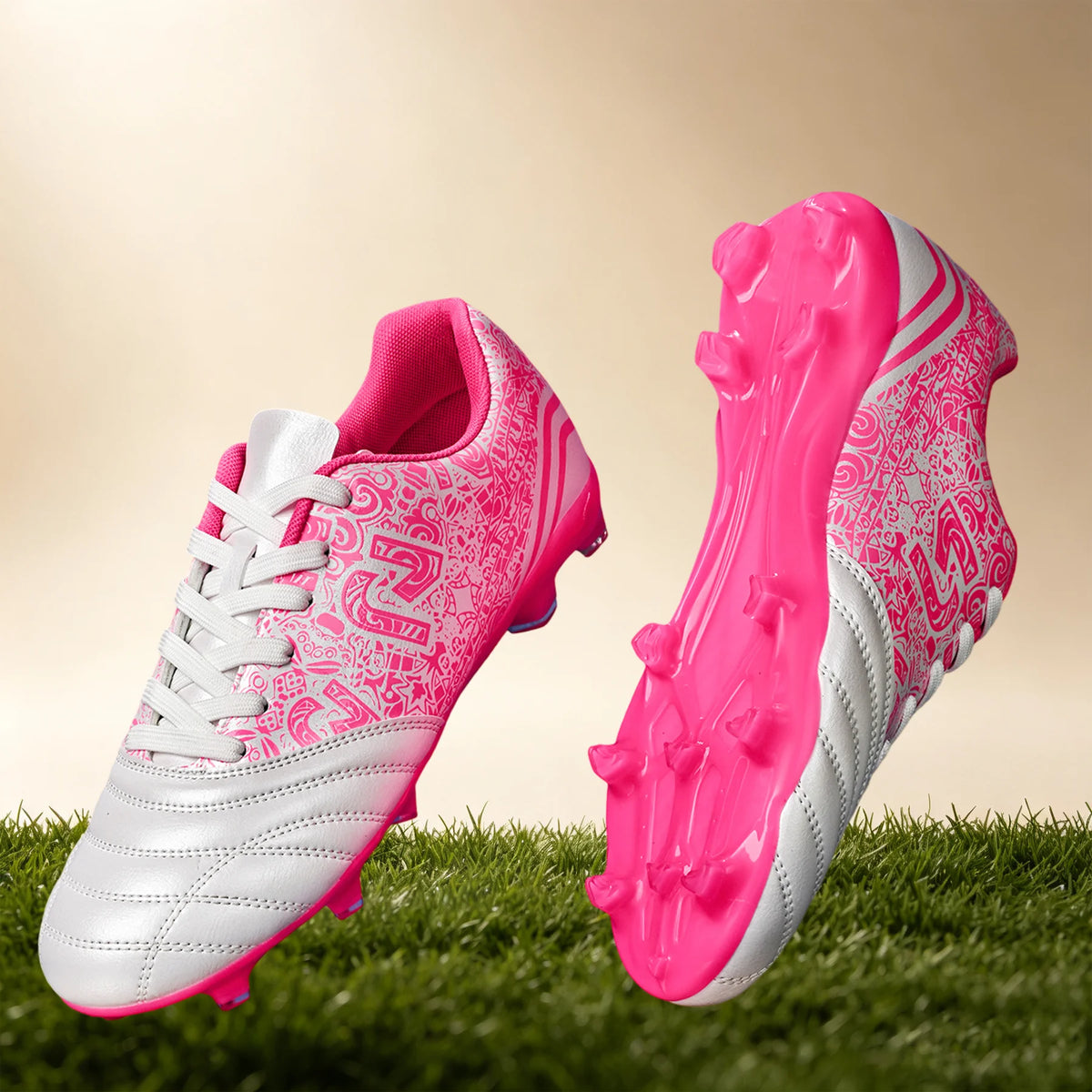 Chaussures de football multi-clous AG/FG pour adultes, tige en PU confortable, crampons antidérapants et résistants à l'usure pour les jeux en plein air sur gazon artificiel
