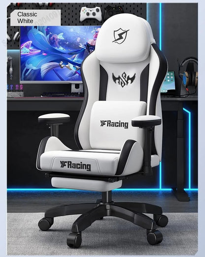 Ergonomic Gaming Chair with Latex Seat Cushion, Adjustable Backrest, Dual Headrest, 4D Pneumatic Lift, Office Computer Chair