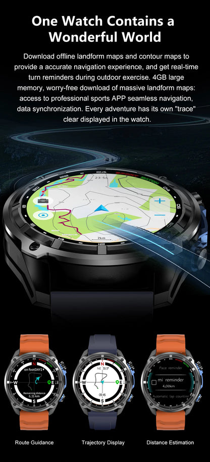 2026 New Military Smart Watch GPS Track Compass Altimeter Bluetooth Calling 860mAh Battery DTG1 Men Outdoor Sports Smartwatch