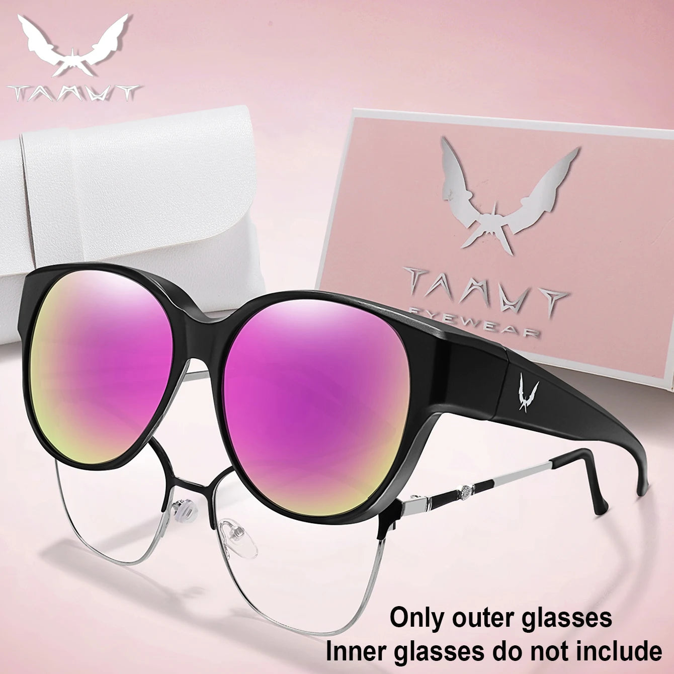 Over Glasses with Box Cover Over Myopia Eyeglasses Unisex Round Shades with UV protection Outdoor Sports Fishing Hiking Cycling