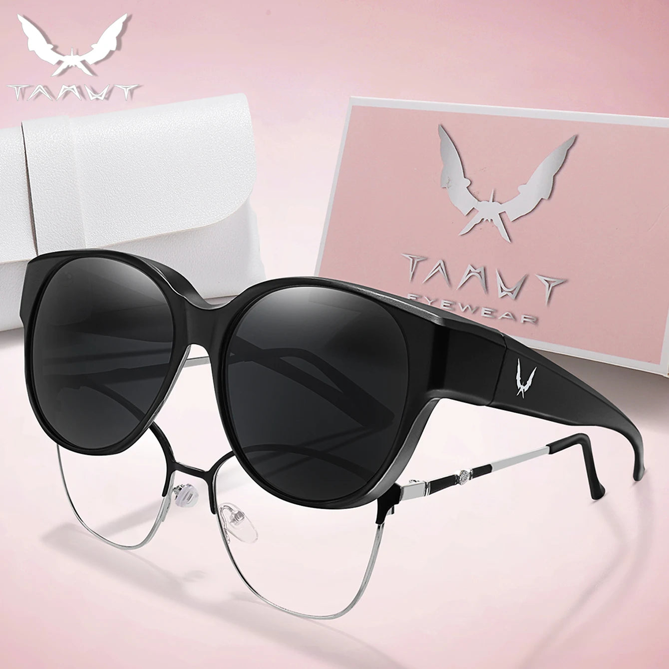 Over Glasses with Box Cover Over Myopia Eyeglasses Unisex Round Shades with UV protection Outdoor Sports Fishing Hiking Cycling