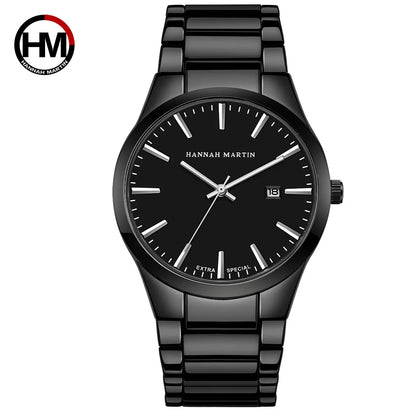Hannah Martin férfi karóra, rozsdamentes acél tok, kvarc szerkezet, 41 mm-es számlap, üzleti stílus, naptárkijelzéssel (utánzat)
