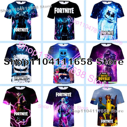T-shirt de verão Raven Ultima Knight F-Fortnite, t-shirt masculina com estampado 3D Banana Peely, tops de jogo Battle Royale, presentes de aniversário