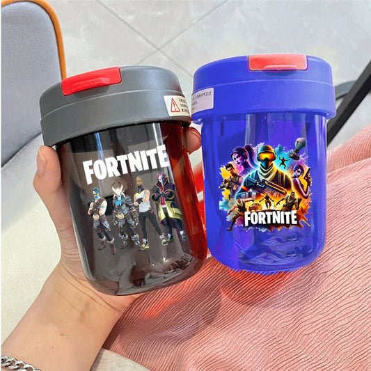 Game Fortnites Mini Straw Cups School Student Plastic Water Bottle Children Leak-proof Coffee Milk Cups Travel Outdoor Office