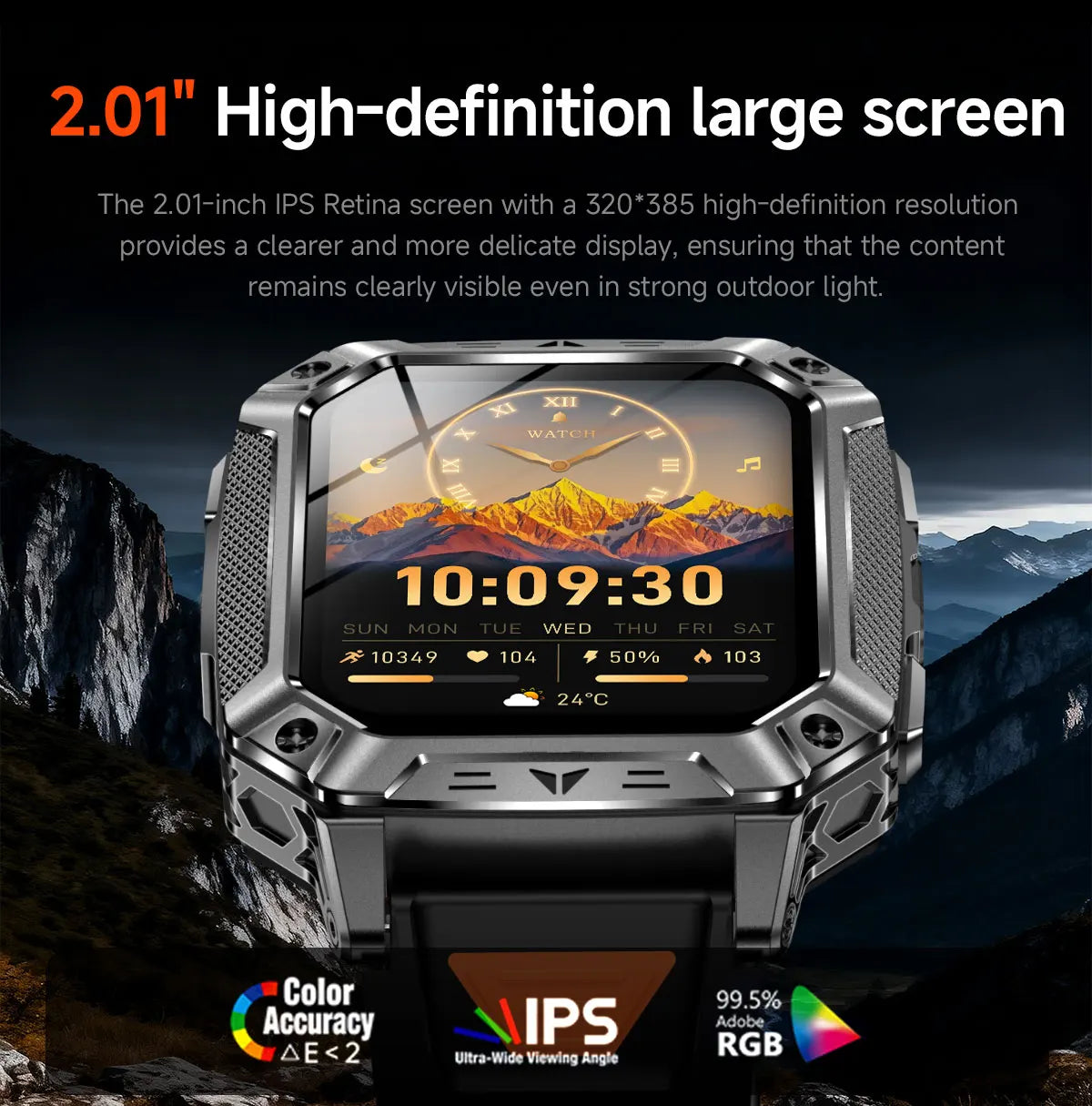 2026 TANK New 1400mAh Military GPS Smart Watch Men 2.01" AMOLED Screen 10ATM Waterproof Clock SOS Call Flashlight Smartwatch iOS