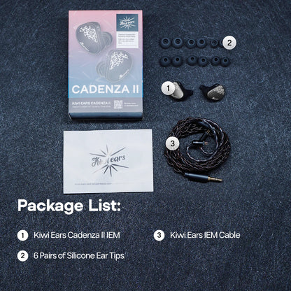 Auricolari HiFi IEM Linsoul Kiwi Ears Cadenza II con driver dinamico in titanio da 10mm, KARS 2.0 e cavo removibile