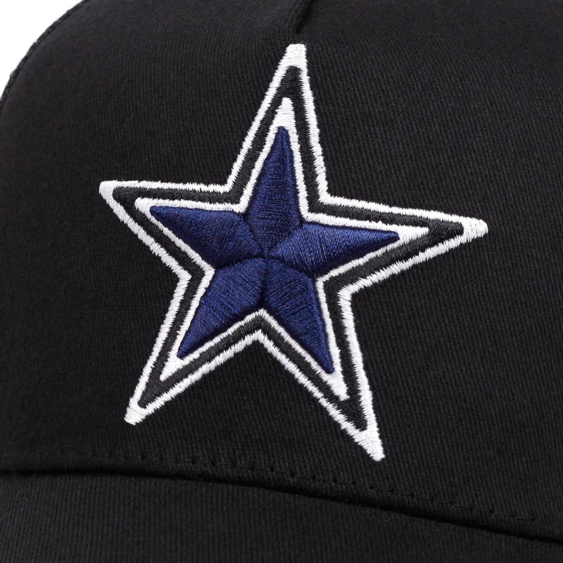 Simple symbol five-pointed star Embroidery outdoors  baseball cap Summer breathability Hip hop mesh cap trucker hat