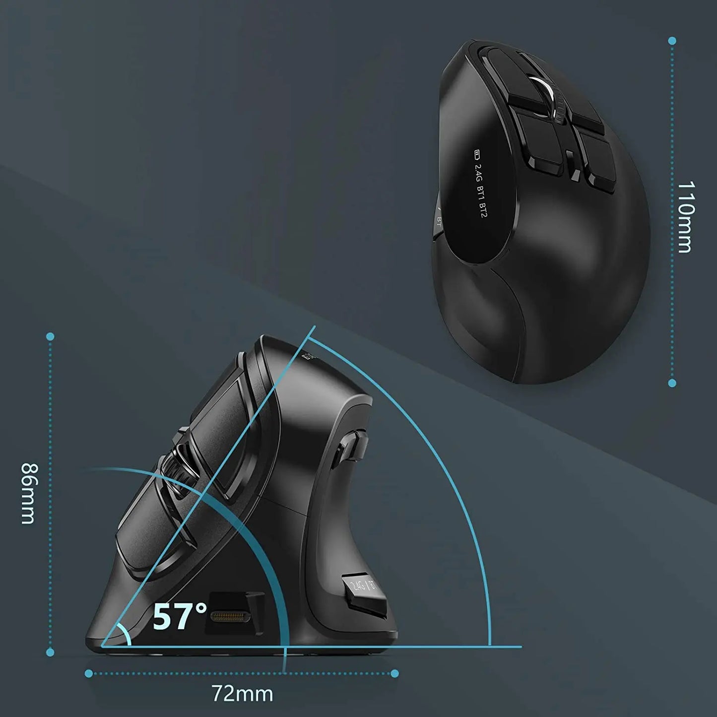 Seenda Vertical Wireless Mouse Bluetooth 5.0 3.0 Mouse for Tablet Laptop PC Mac iPad Rechargeable 2.4G USB Ergonomic gaming Mice