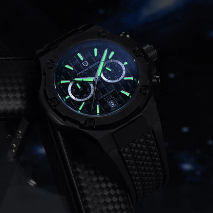 PAGANI DESIGN men’s quartz watches – Luxury sports chronograph, water-resistant, featuring luminescent hands and a sapphire crystal with anti-reflective coating