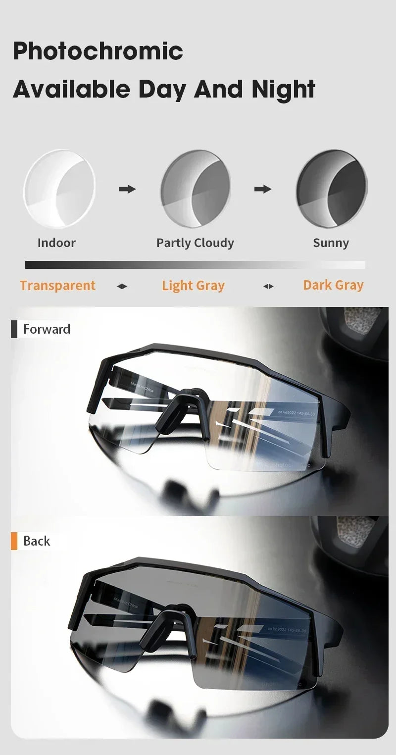 Kapvoe Photochromic Cycling Sunglasses Men Glasses Fashion Mountain Bicycle Outdoor Road Riding Goggles Eyewear Sports MTB Bike