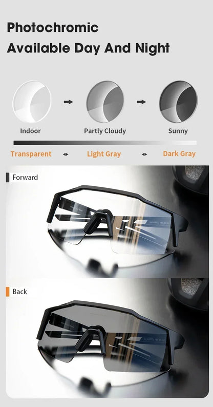 Kapvoe Photochromic Cycling Sunglasses Men Glasses Fashion Mountain Bicycle Outdoor Road Riding Goggles Eyewear Sports MTB Bike