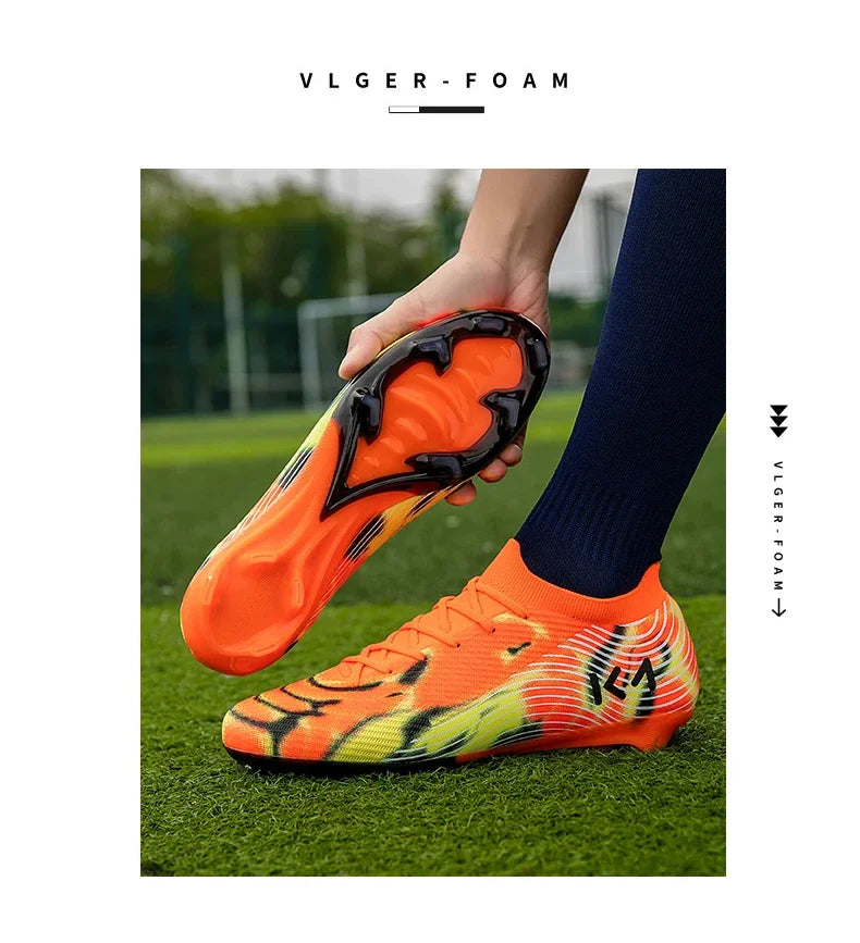 Nuevas zapatillas de fútbol para hombre, botas para césped exterior, tacos antideslizantes de alta calidad, caña alta y ligeras para niños, modelo superventas