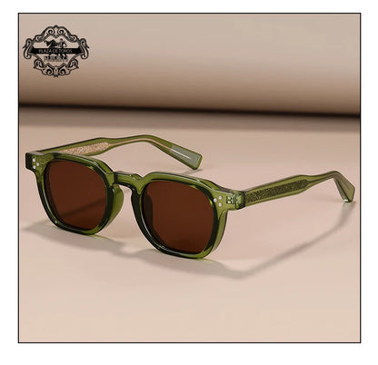 Classics Rivets Style Retro Sun Glasses for Women TR90 Frame Polygon Polarized Sunglasses UV400 Male Black Green 2025 Summer