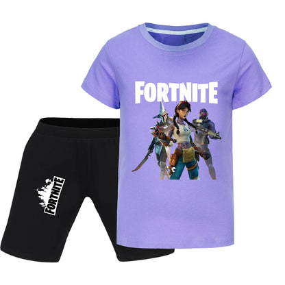 Fortnite Summer Kids Cartoon T-shirts Shorts Two-piece Set Baby Boys Tracksuit Girls Outfits505