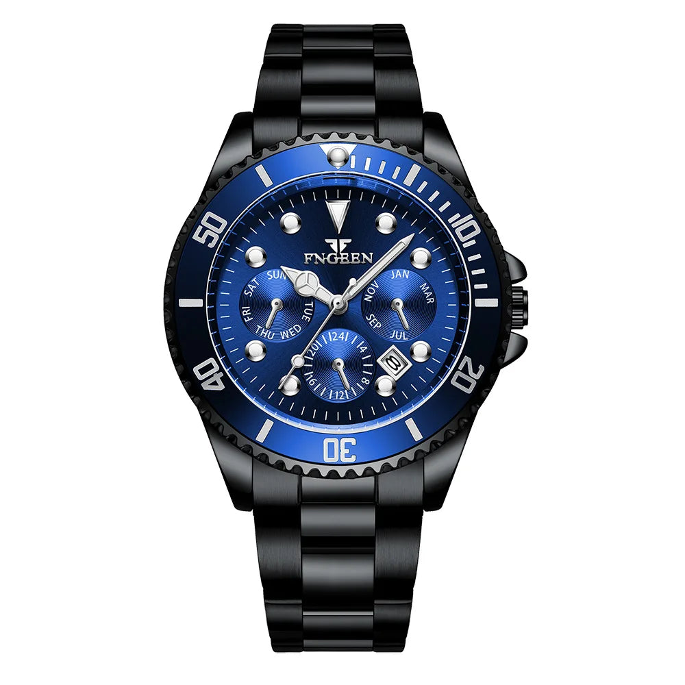 BINBOND luxury quartz watch for men: accurate, with automatic date display, luminous, water-resistant, ideal for sport, business and leisure. Sturdy and durable.
