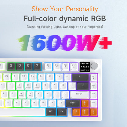 Tastiera AJAZZ AF82 Office Low Profile RGB cablata/wireless da gaming, layout 75% con 82 tasti, batteria 4000mAh per Win/Mac