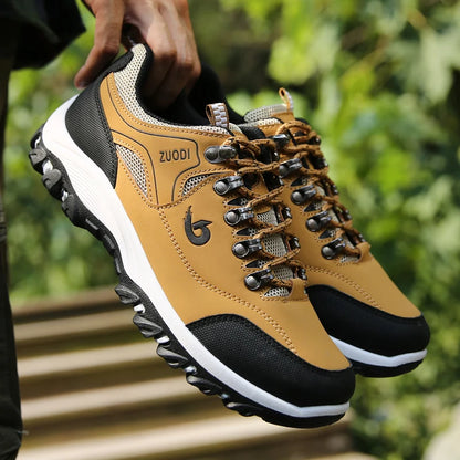 Sapatos casuais em pele para homem, ténis leves de caminhada para primavera, outono e inverno