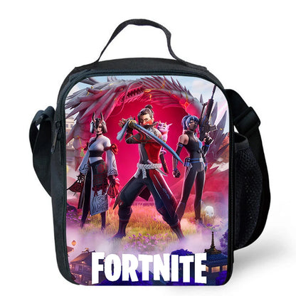Fortnite-Cartoon-Lunchbag, tragbare isolierte Lunchbag, wiederverwendbare Tasche zur Aufbewahrung von Lebensmitteln, geeignet für Kinder und Schüler.