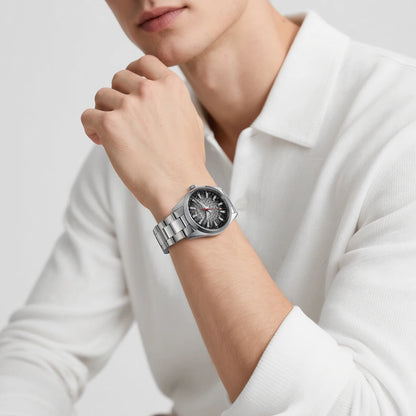 BERNY men’s watch – Quartz watch, sapphire crystal, luminescent hands, water-resistant to 10 ATM, made entirely of stainless steel – Elegant and casual style, ideal for everyday wear or professional occasions