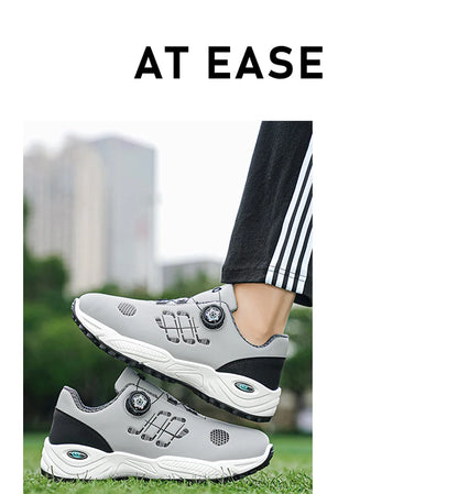 Professional Golf Shoes with Rotary Lock Buckle, Breathable, Shock-Absorbing, Non-Slip, Comfortable Support for Golf Course Swing Movements, Men's Casual Sports Shoes