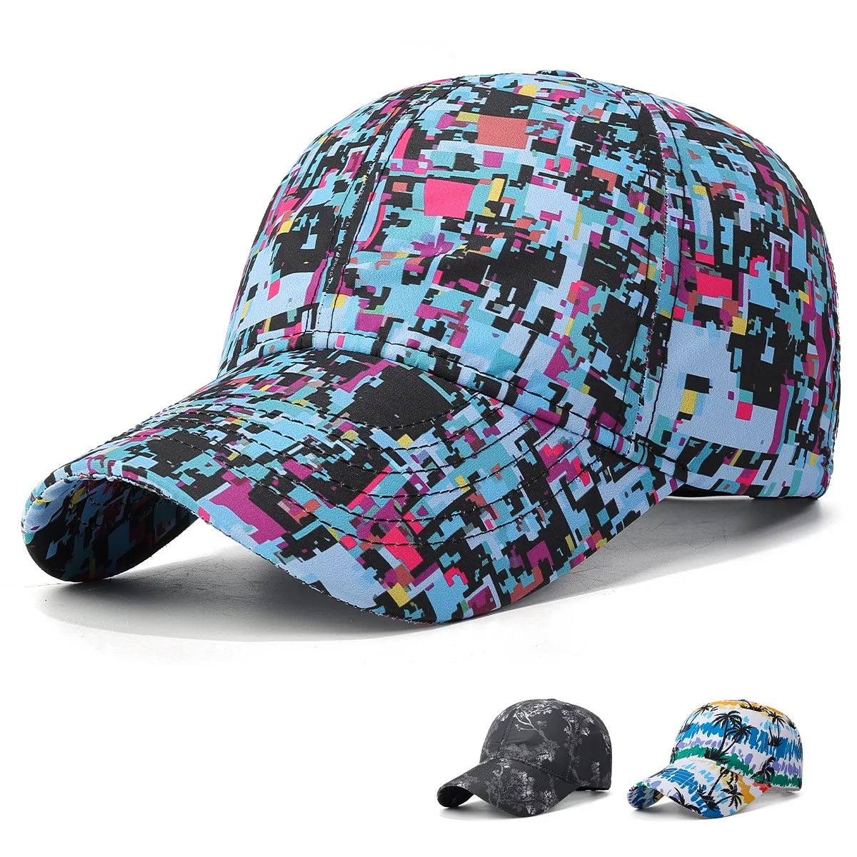 Letnia czapka z daszkiem z motywem graffiti, z podświetleniem, unisex, czapka chroniąca przed słońcem na świeżym powietrzu, modna czapka sportowa, czapka typu „duckbill” w stylu casual