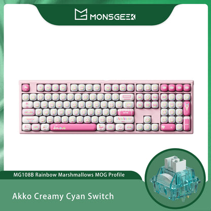 Akko MonsGeek MG108B Bun Wonderland Wireless Mechanical Keyboard MOG Profile RGB 108 Keys Full Size Hot Swap USB / 2.4G / BT 5.0