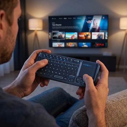 MRSVI Mini-Tastatur A8 PLUS, beleuchtete 2.4GHz- & Bluetooth5.0-Wireless-Tastatur mit Touchpad für Android TV Box, Mac, Laptop, Windows