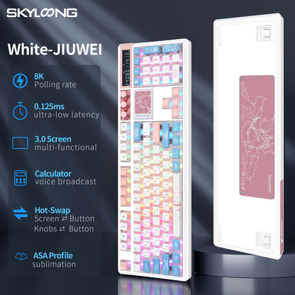 Teclado Mecânico Sem Fios SKYLOONG GK104 Pro 100% Personalizado com Switch Hot-Swap de Baixo Ruído para PC Gaming e Acessórios de Escritório