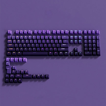 Teclas gamer RGB con retroiluminación degradada para teclado mecánico con interruptores MX, perfil OEM, PBT, blanco y azul, distribución ISO, teclas DIY