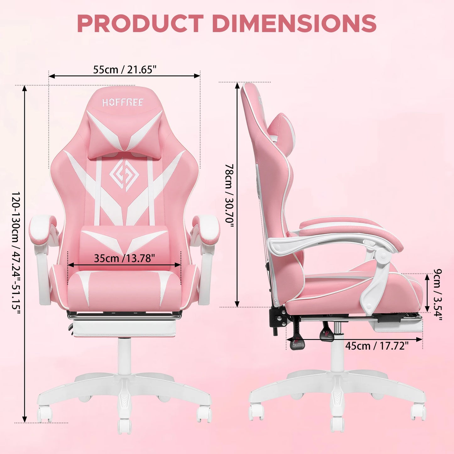 400Lbs Load Gaming Chair with Massage Ergonomic Computer Chair Footrest and Lumbar Support Reclining PC Chair Adjust Armrest