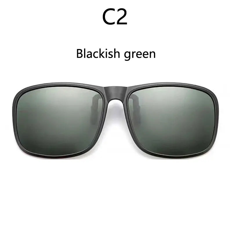 BOYSEEN Polarized Flip Clip Sunglasses Driving Dark UV400 Photochromic Anti Glare Lens Sun Glasses Car Driver Vintage Square