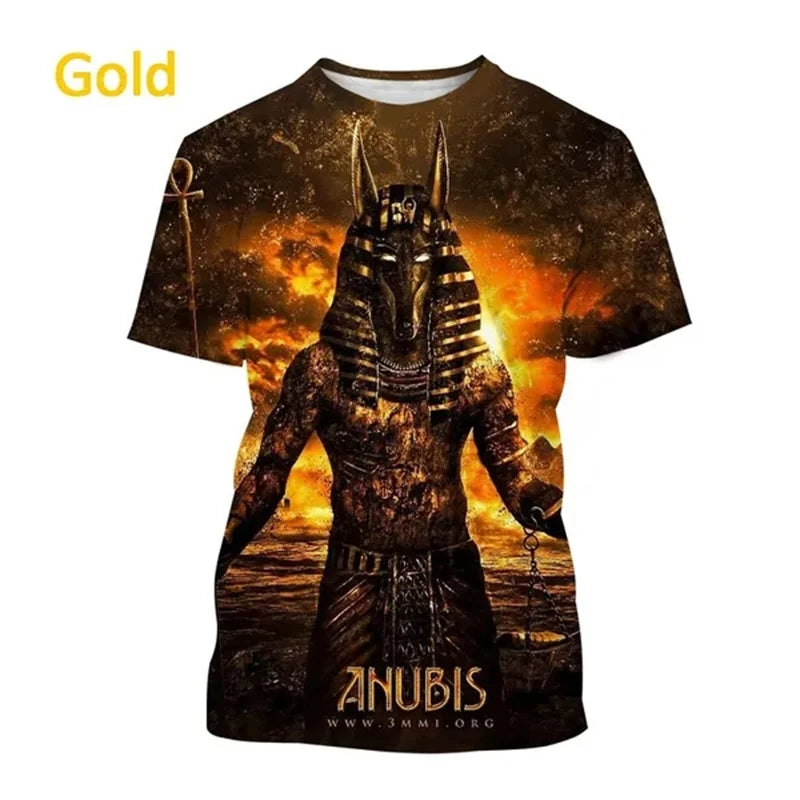 T-Shirts mit dem Sensenmann Anubis – 3D-gedrucktes T-Shirt mit altägyptischem Gott – Auge Ägyptens – Pharao – Harajuku-Mode – Kurzarm-T-Shirt