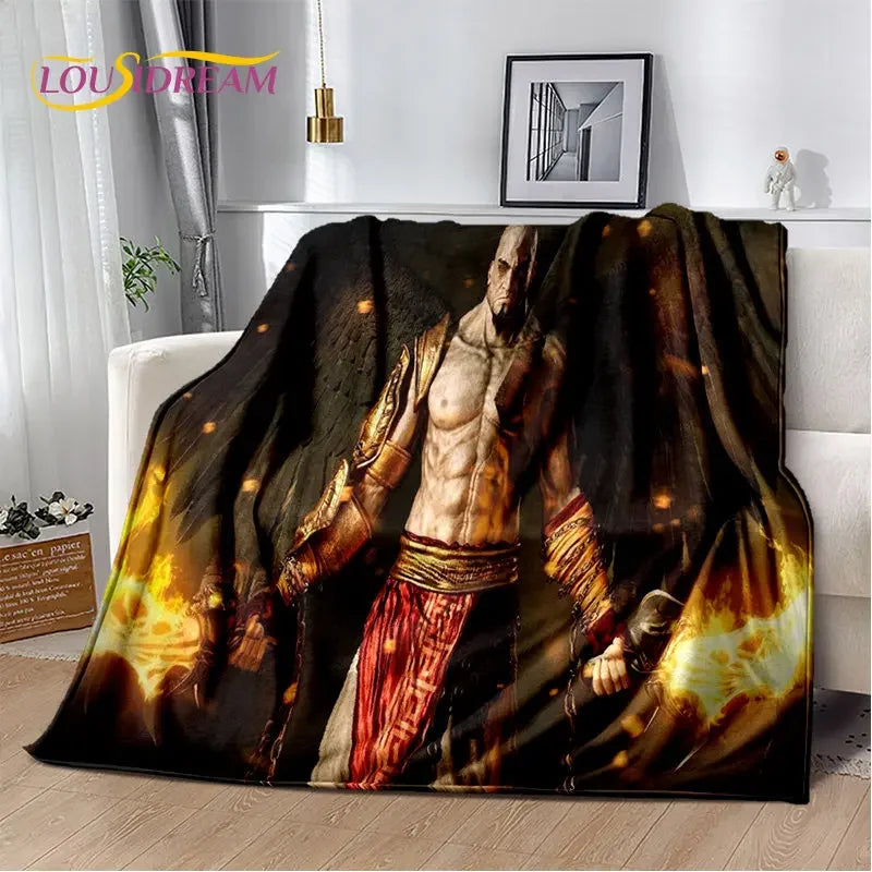 God of War Game Gamers Kratos Soft Plush Blanket,Flannel Blanket Throw Blanket for Living Room Bedroom Bed Sofa Picnic Cover Kid